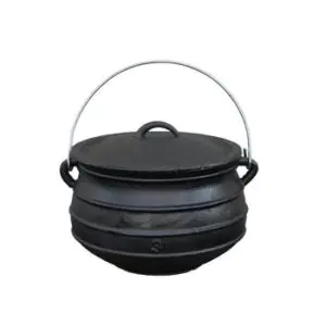 FLAT BOTTOM CAST IRON KETTLE WITH LID - 1.5 Gallon